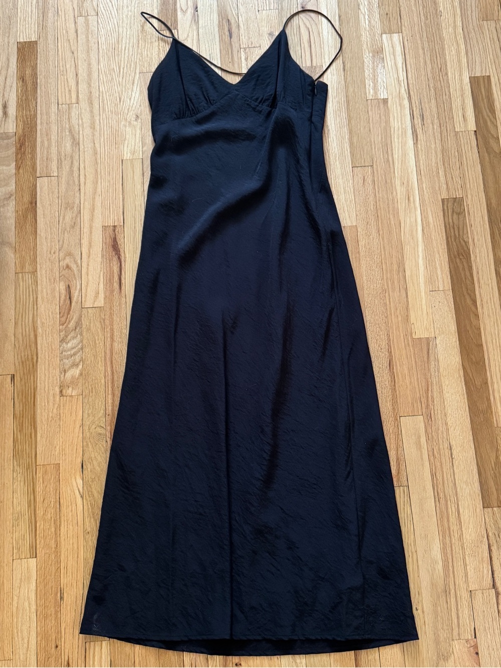 madewell midi slip dress black sleeveless